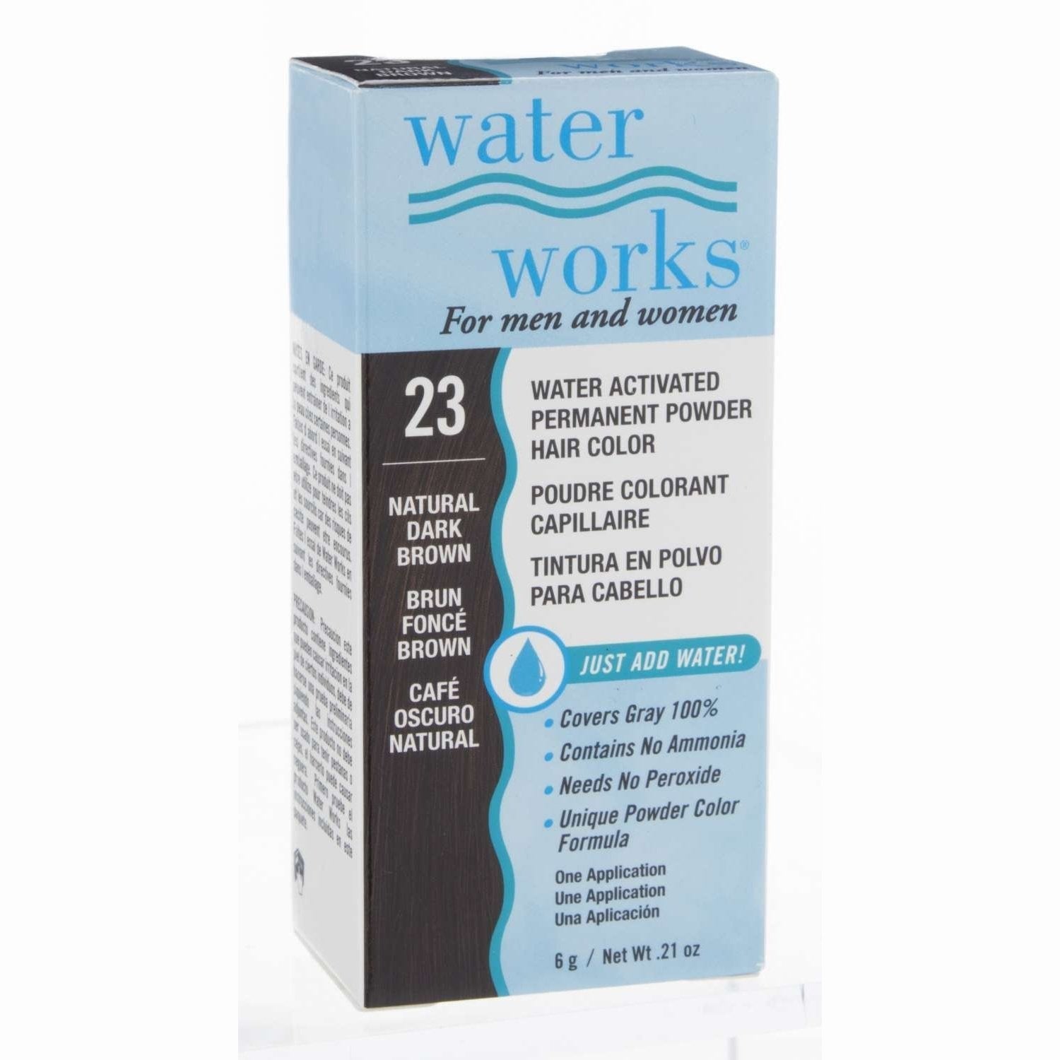 Waterworks Powder Hair Color 23 Natural Dark Brown 0.2 Oz